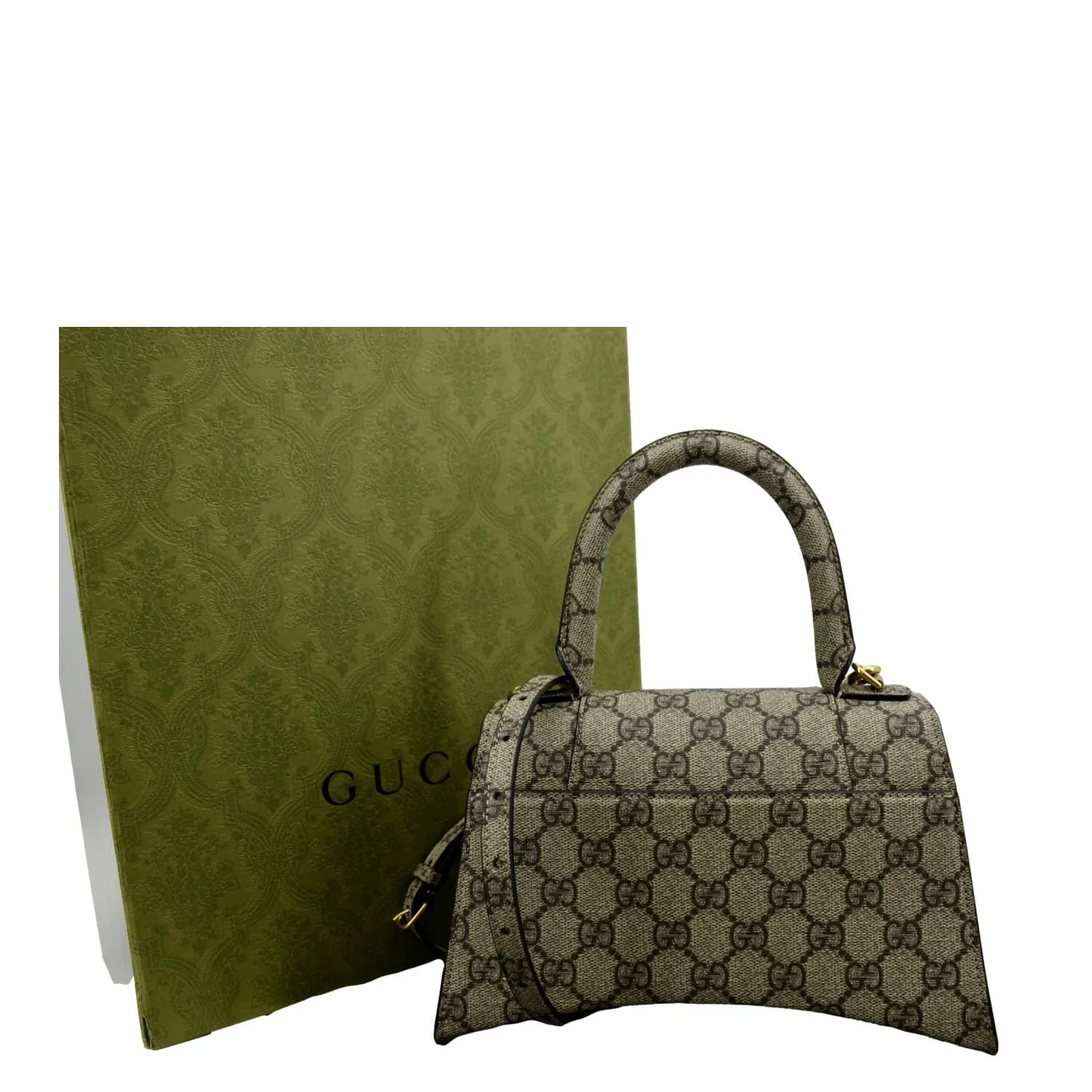 GUCCI x Balenciaga Hourglass GG Supreme Canvas Shoulder Bag Beige