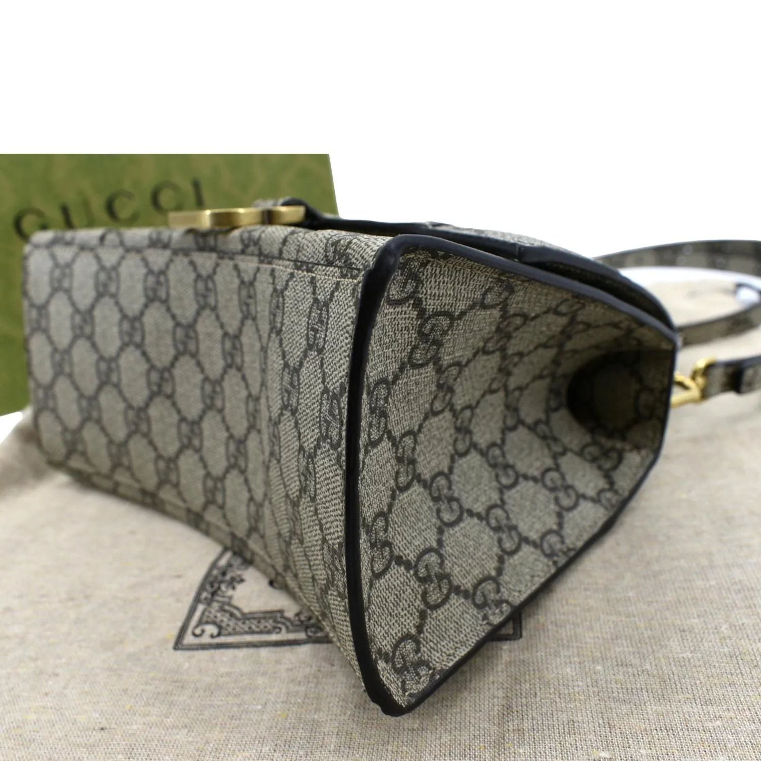 GUCCI x Balenciaga Hourglass GG Supreme Canvas Shoulder Bag Beige