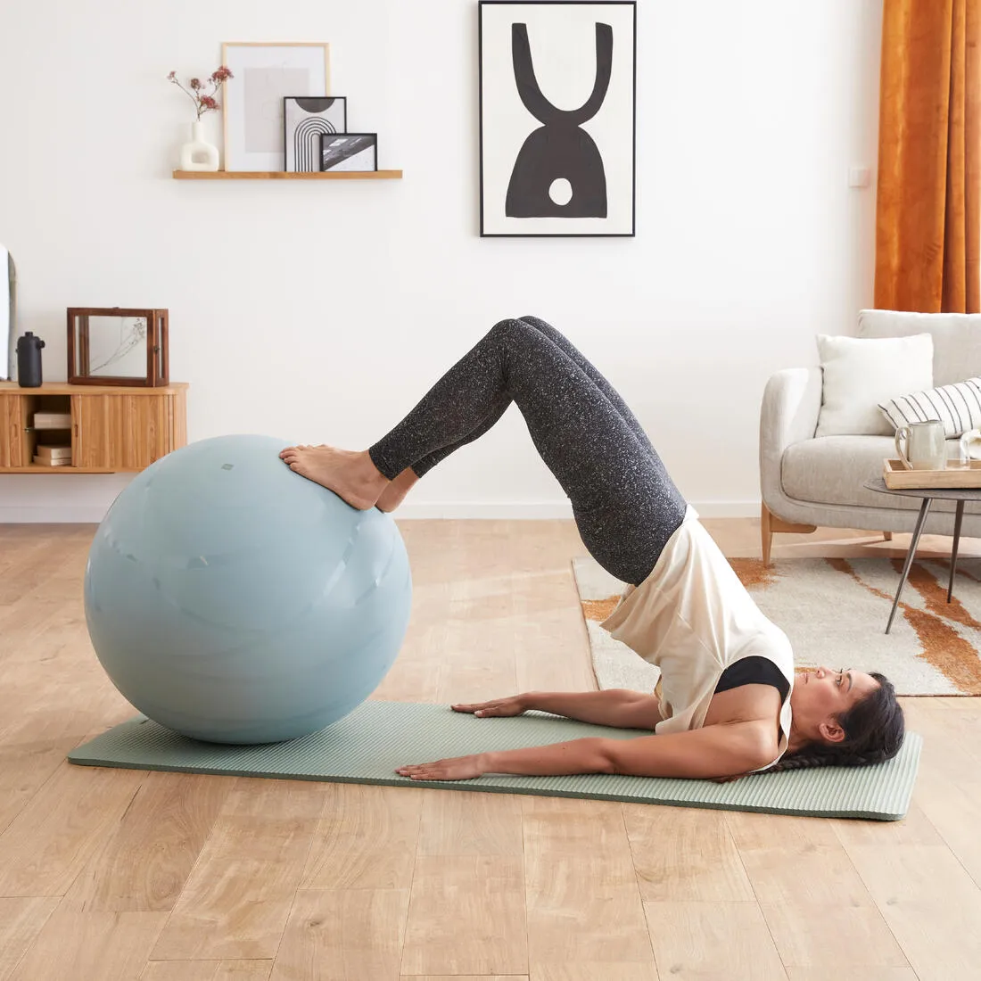 Gym Ball with Pump Included for Quick Inflation/Deflation Size 1/55 cm