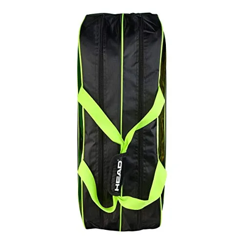 HEAD Inferno 70 Two Compartments 6 Racquet Badminton kit Bag (Size: 75x23x28 cm | Colour: Black/Green)