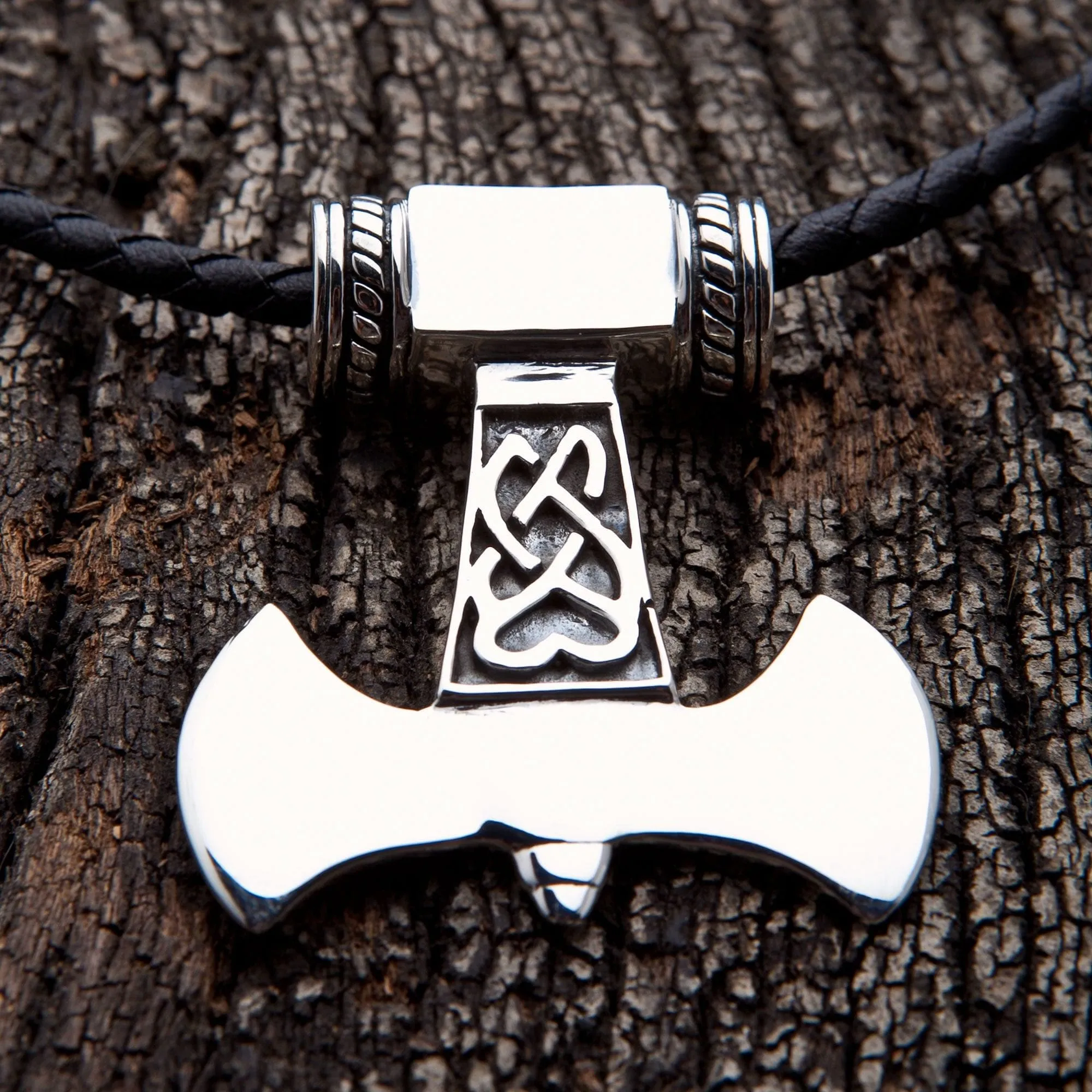 Heavy Thors Hammer Knot Sterling Silver Men's Pendant Necklace