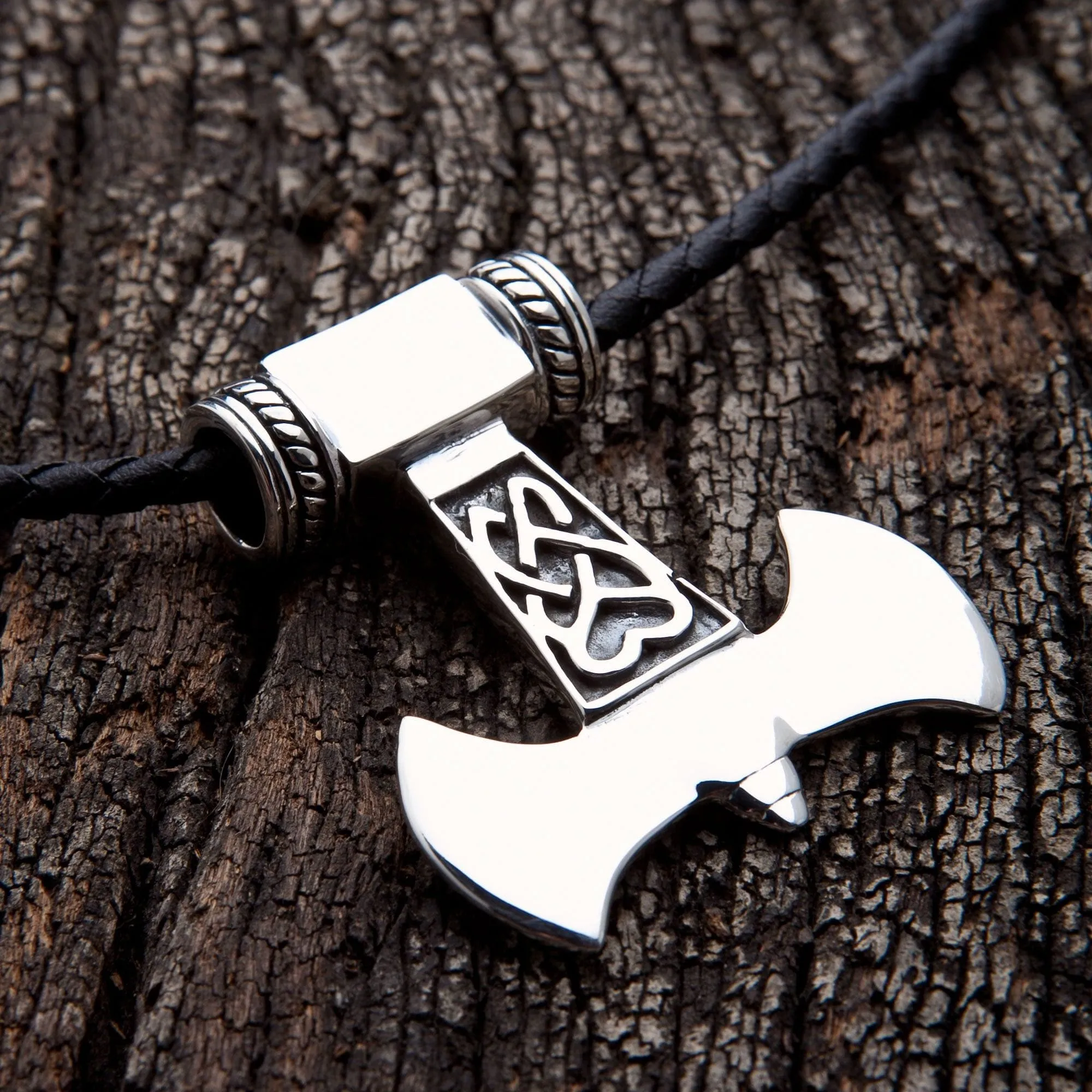 Heavy Thors Hammer Knot Sterling Silver Men's Pendant Necklace