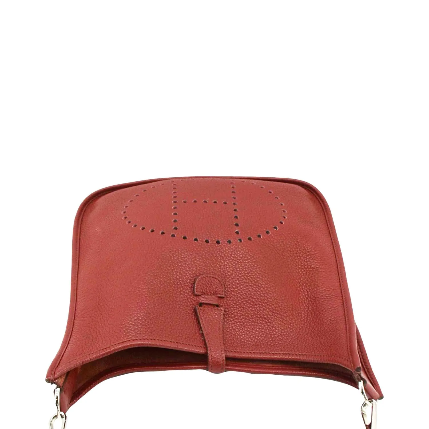 HERMES Evelyne Clemence III PM Leather Crossbody Bag Red