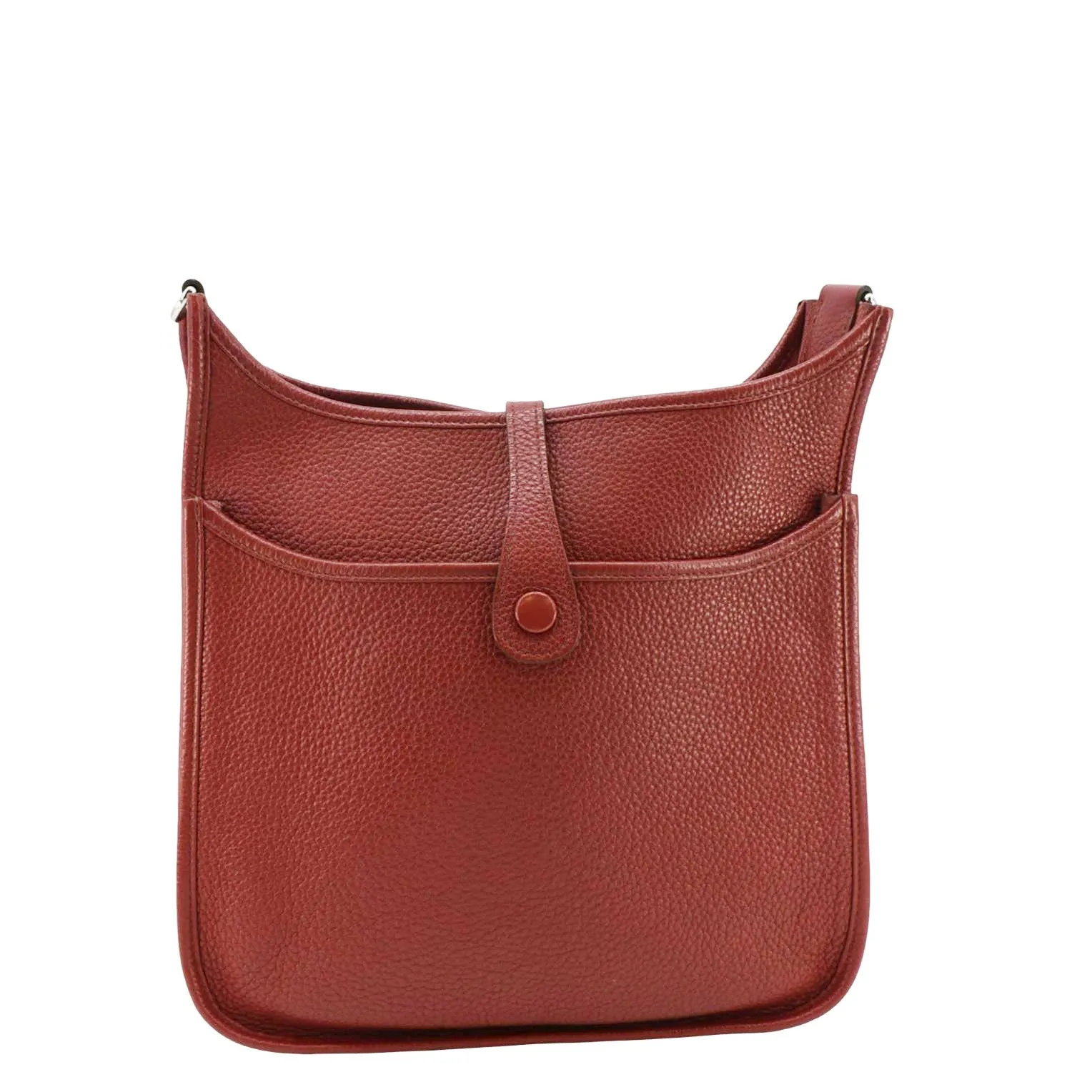 HERMES Evelyne Clemence III PM Leather Crossbody Bag Red