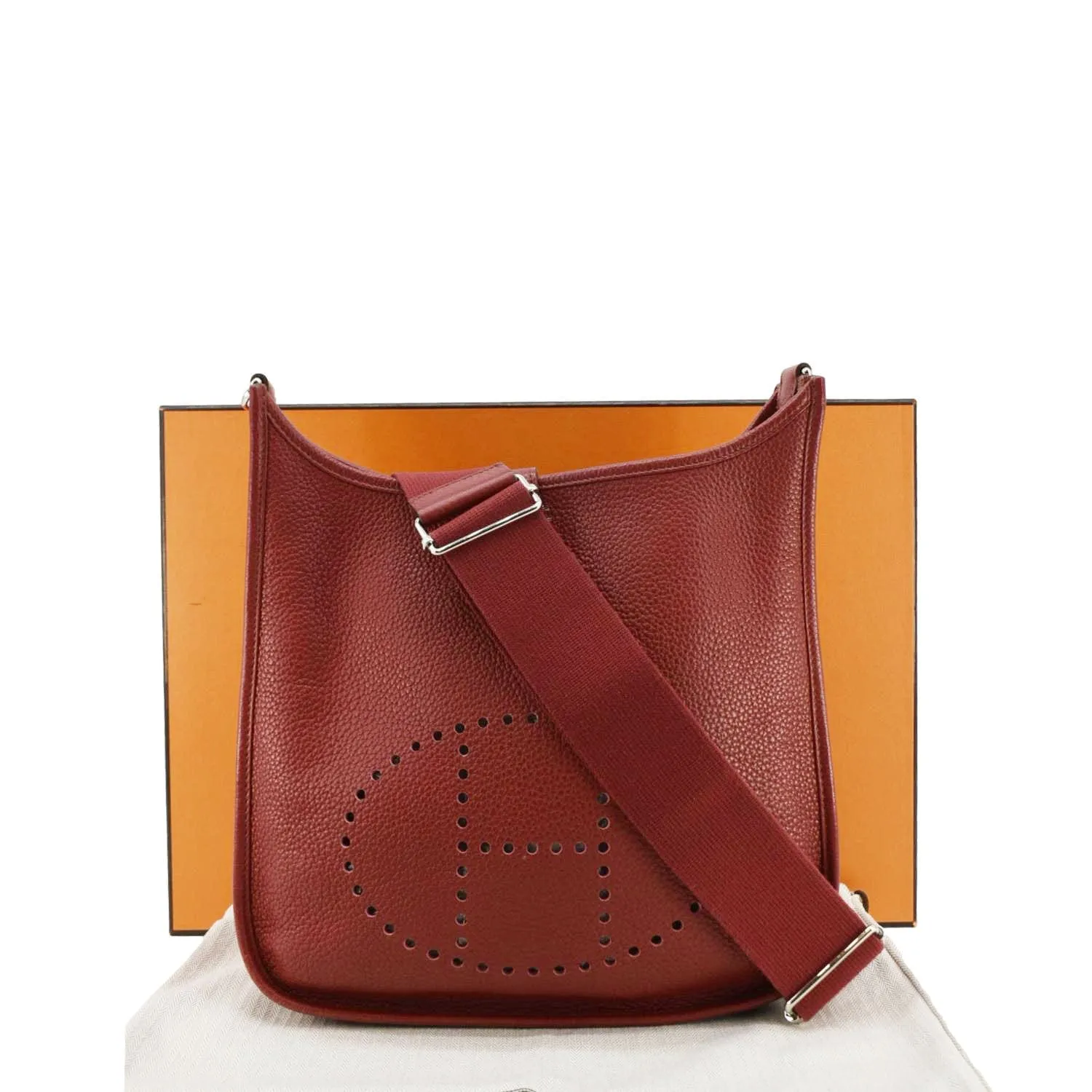 HERMES Evelyne Clemence III PM Leather Crossbody Bag Red