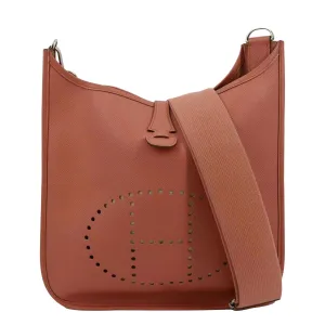 HERMES Evelyne PM III Clemence Leather Crossbody Bag Crevette
