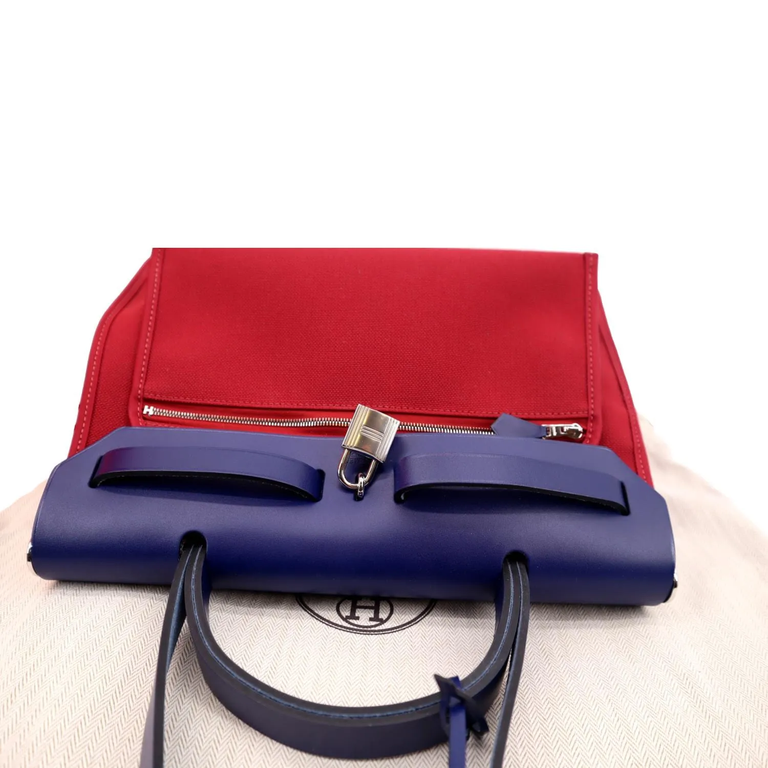 HERMES Herbag Zip Retourne 31 Toile Canvas Shoulder Bag Red