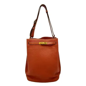 HERMES Togo So Kelly Leather Shoulder Bag Orange