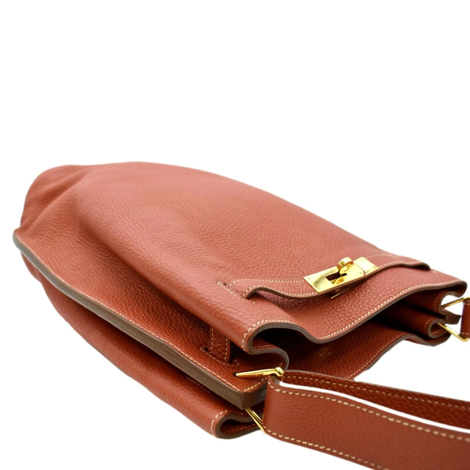 HERMES Togo So Kelly Leather Shoulder Bag Orange