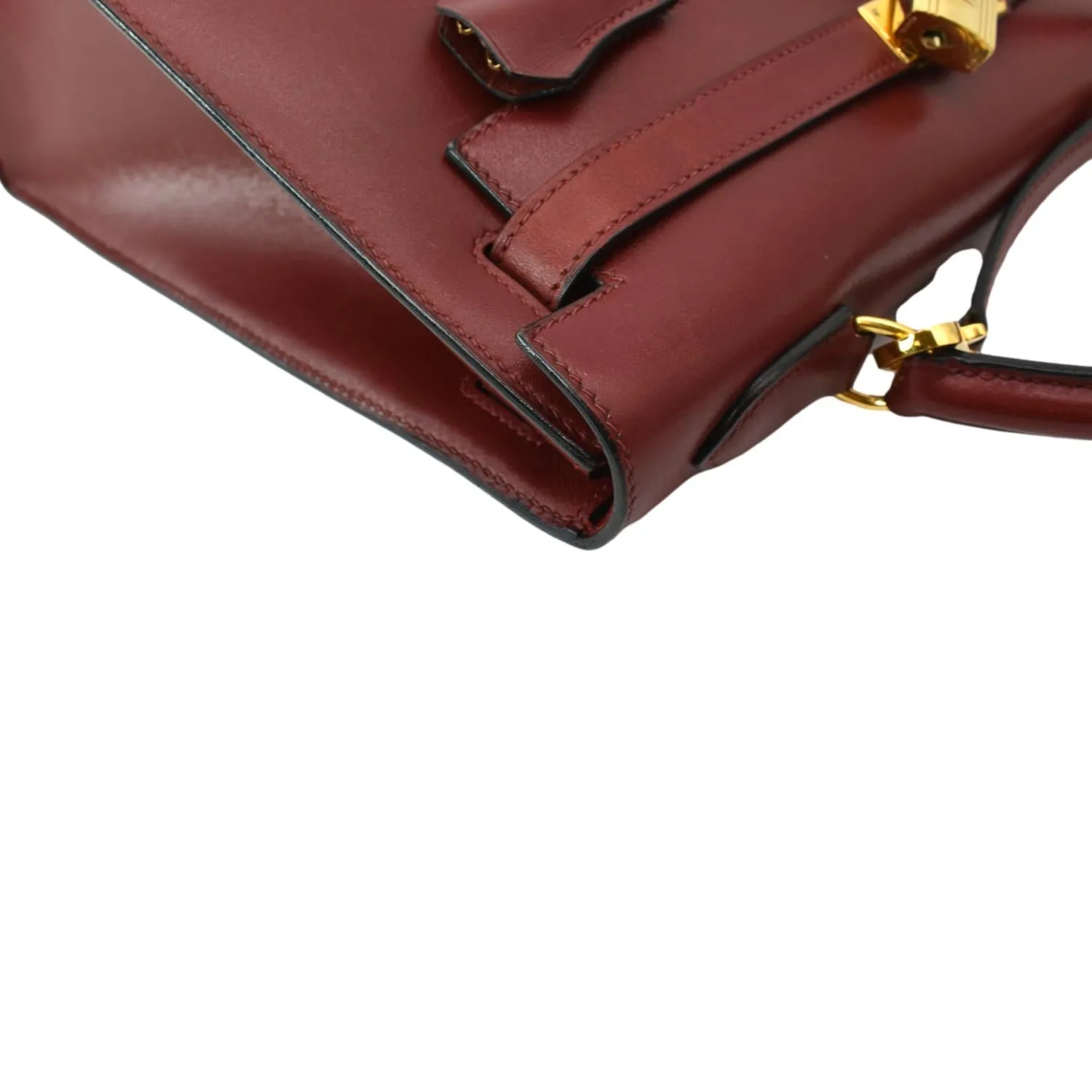HERMES Vintage Kelly Sellier 32 Box Leather Satchel Bag Red