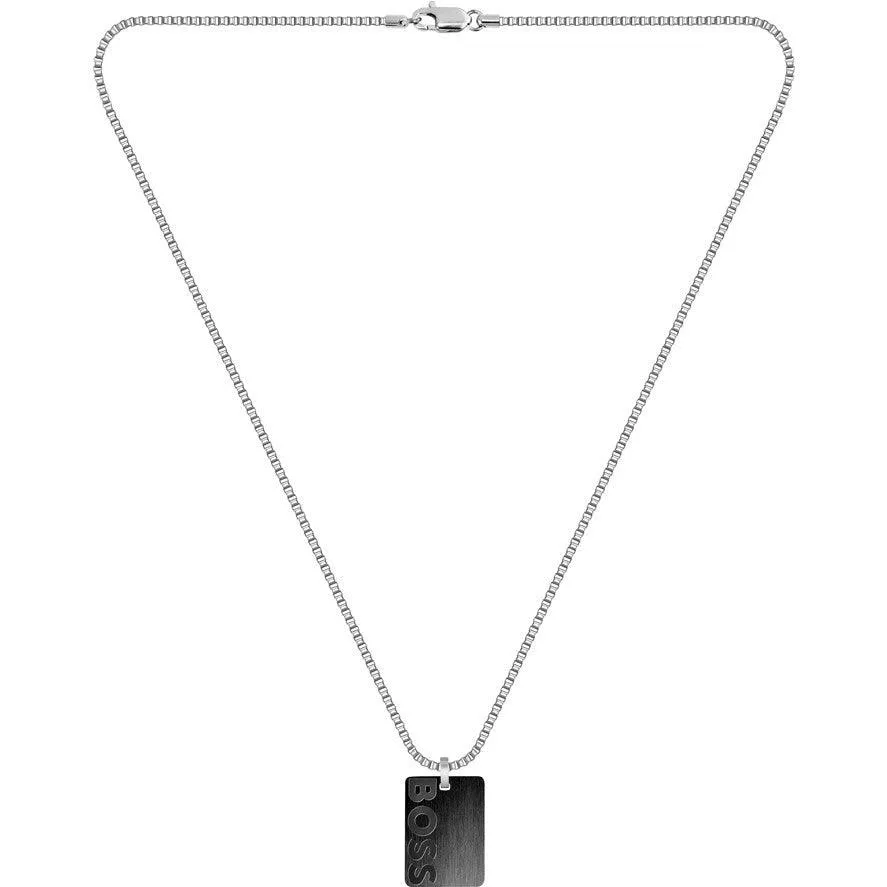 Hugo Boss Jewellery Men's Stainless Steel Reversible Dog Tag Necklace 1580302