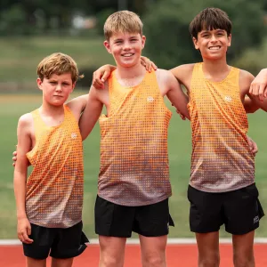 IMPI Boys Race Back Singlet - Grey/Fluoro Orange