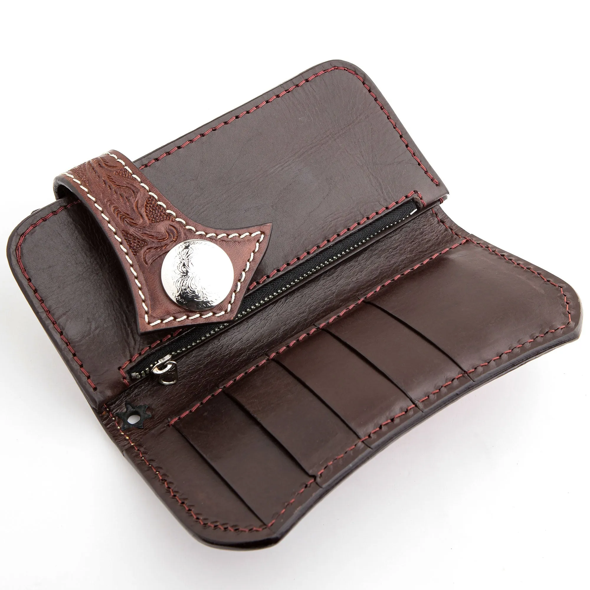 Japanese Tribal Red Stingray Leather Cowboy Biker Wallet