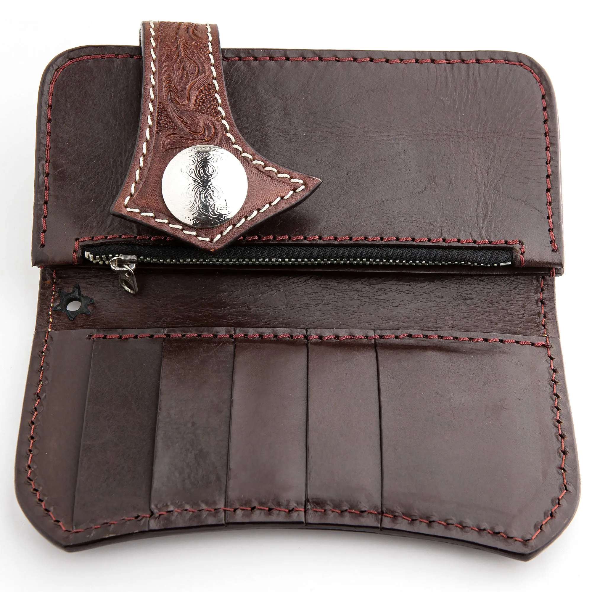 Japanese Tribal Red Stingray Leather Cowboy Biker Wallet