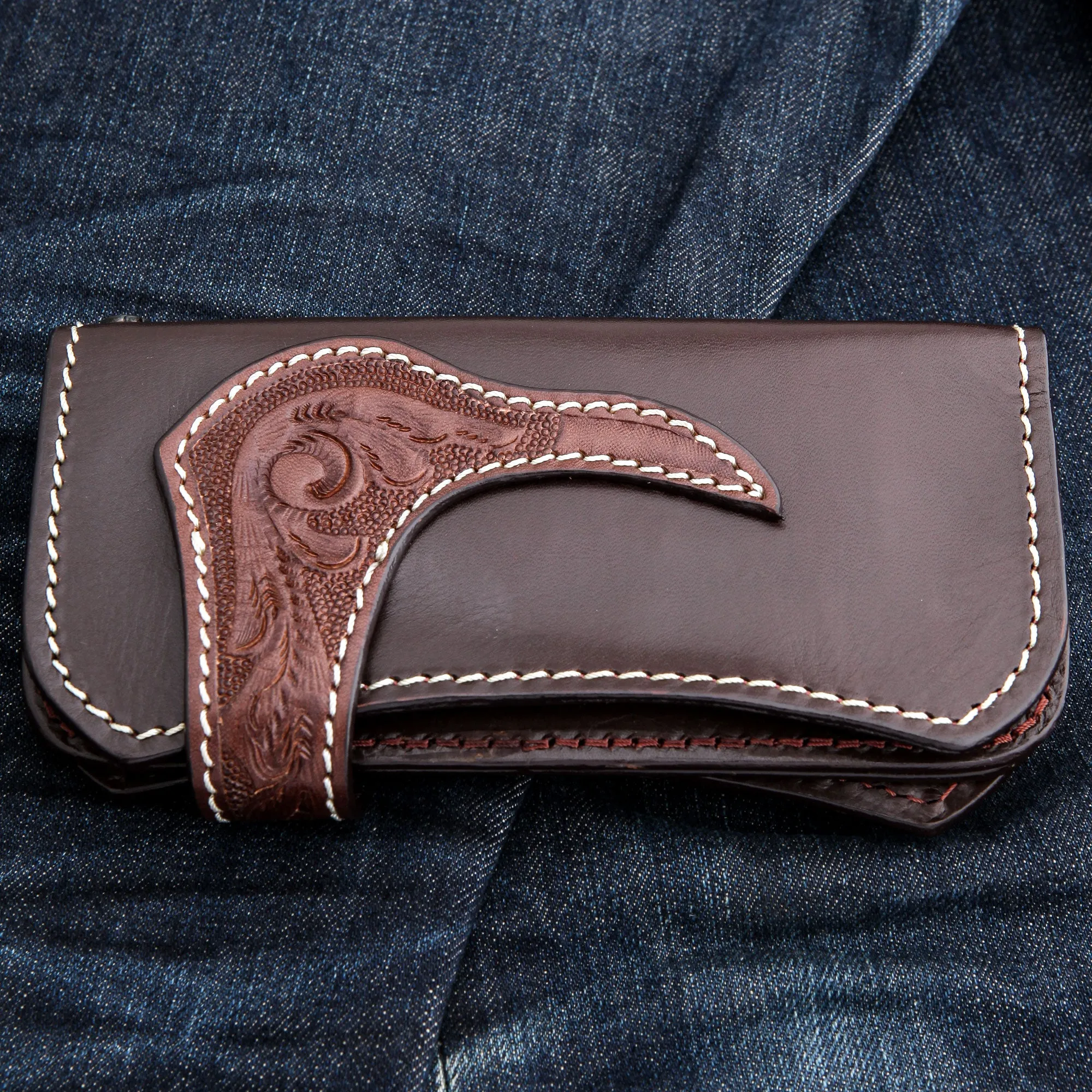 Japanese Tribal Red Stingray Leather Cowboy Biker Wallet
