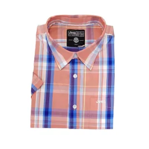 Jeep Men's Short Sleeve Check Shirt Orange