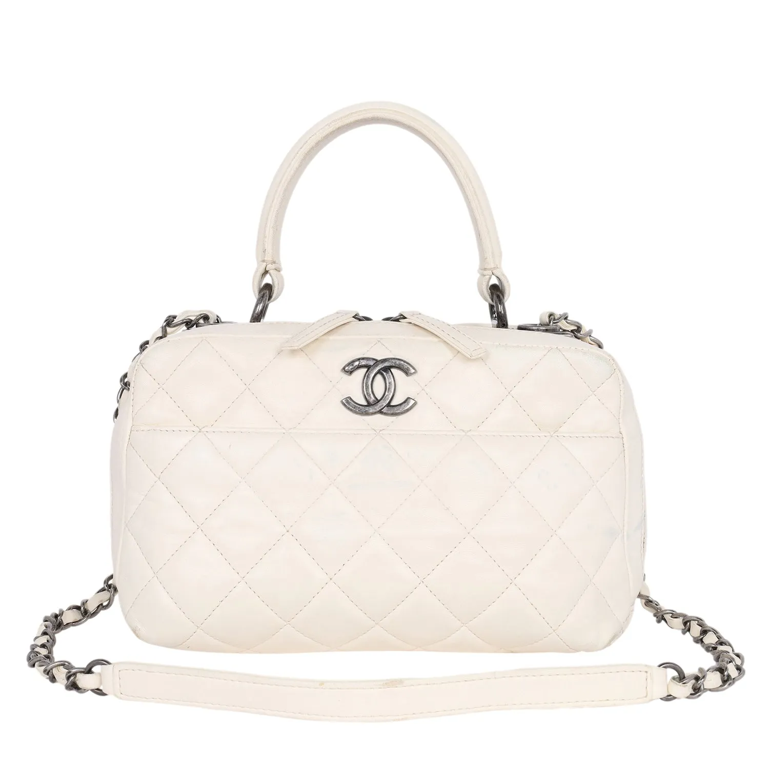 Lambskin Quilted Top Handle Vanity Case