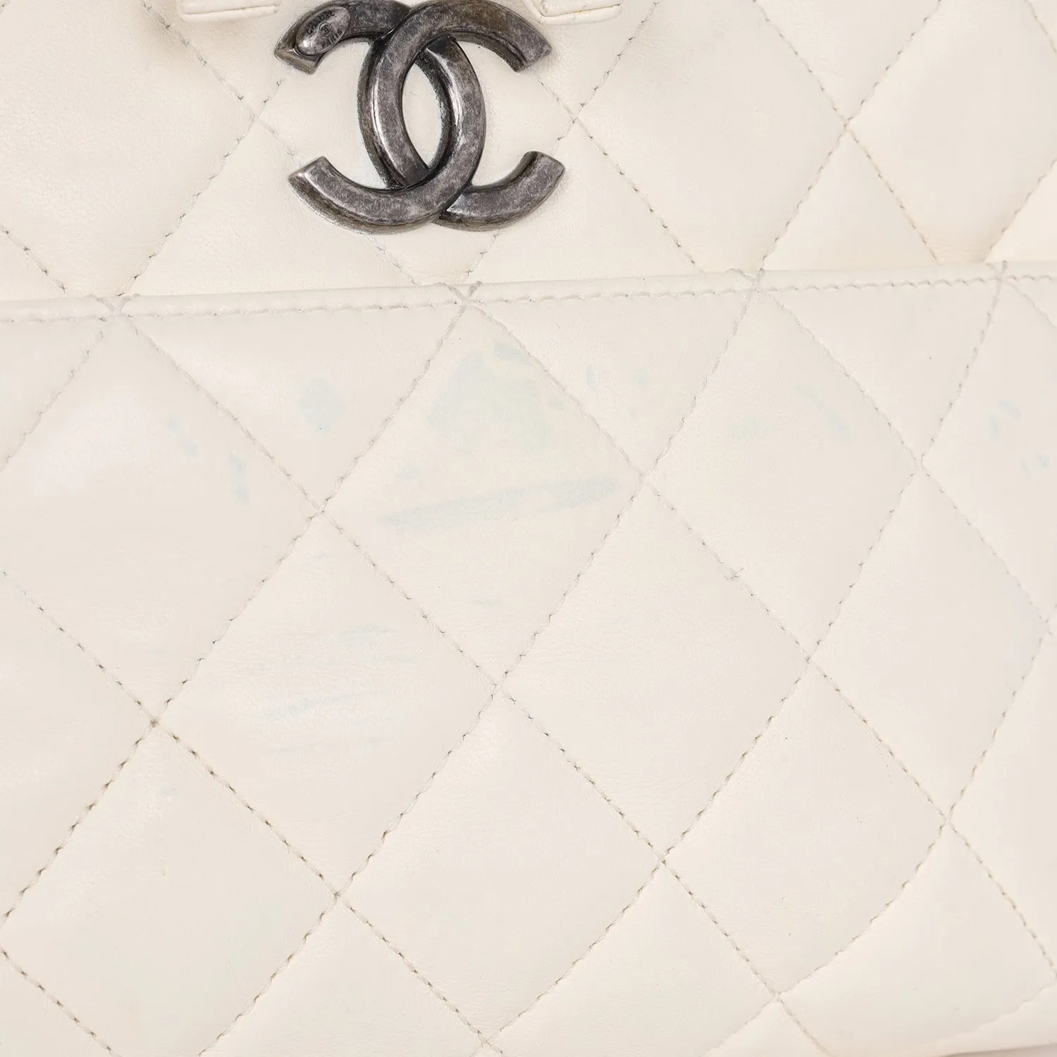 Lambskin Quilted Top Handle Vanity Case