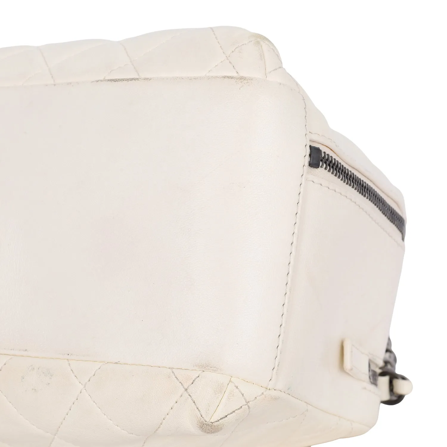 Lambskin Quilted Top Handle Vanity Case
