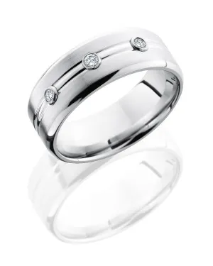 Lashbrook Cobalt Chrome 3-Diamond Band, 8mm Wide with Satin & High Polished Finishes, CC8BDDIA3X.05B