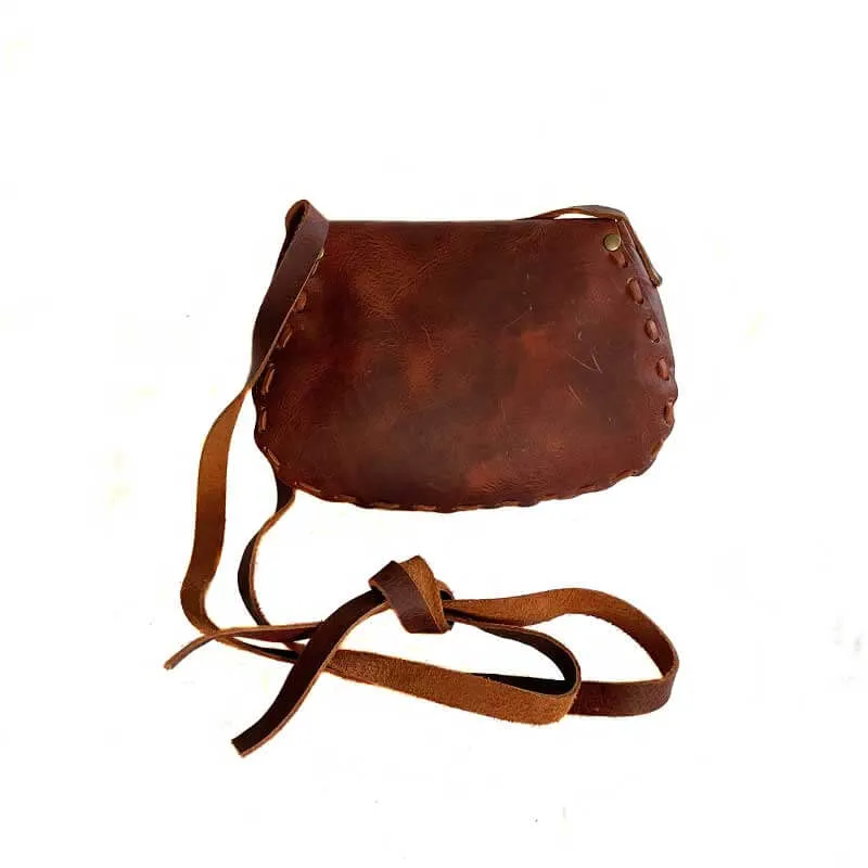 Leather Woman Handbag Dark Red Cross Long Cord
