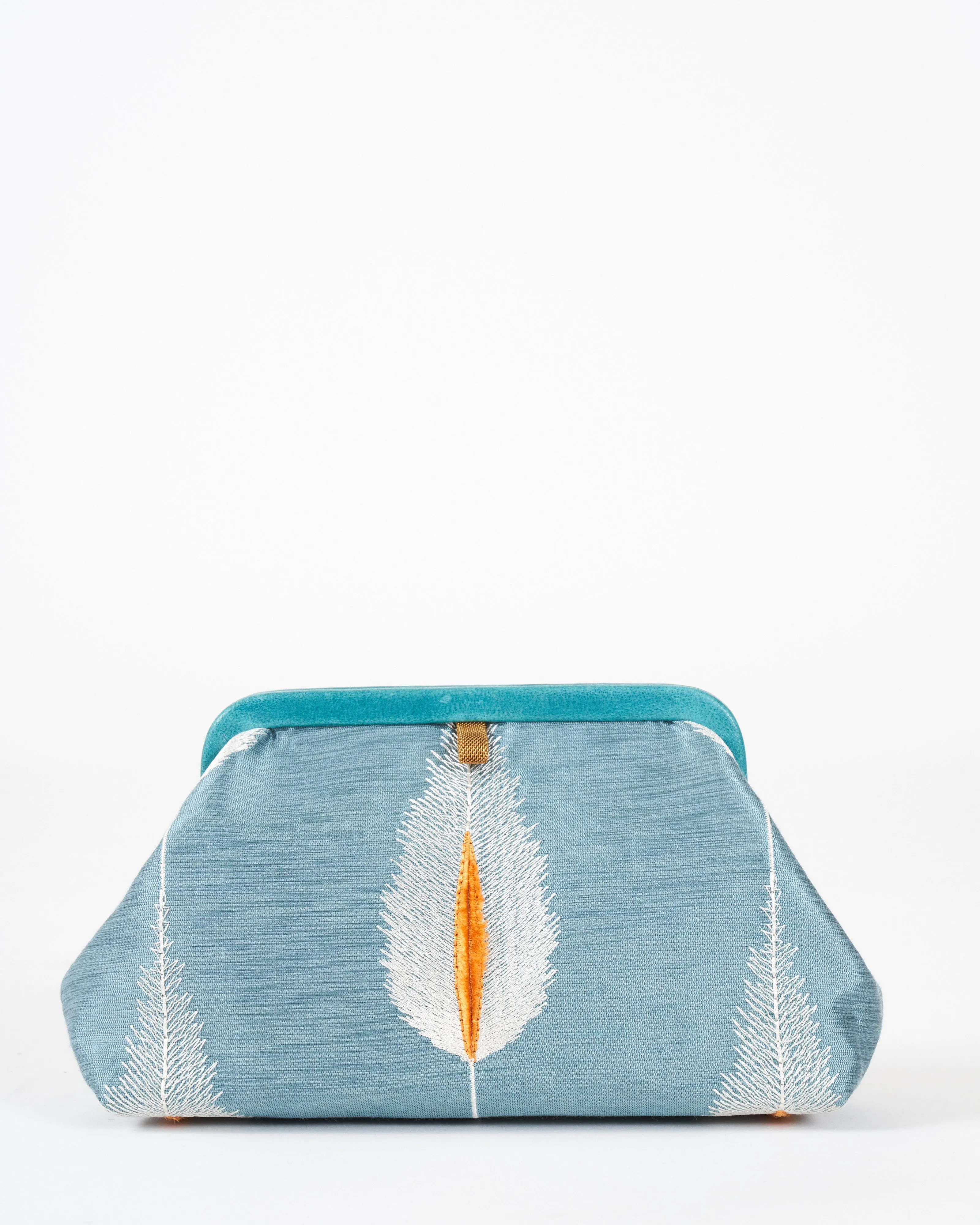 liette embroidered clutch - teal/white/orange