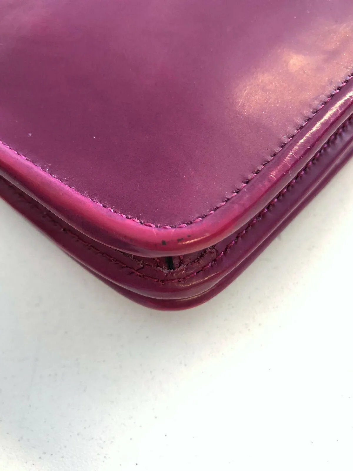 Loewe Turn Lock Wallet Dark Fuchsia Patent Leather