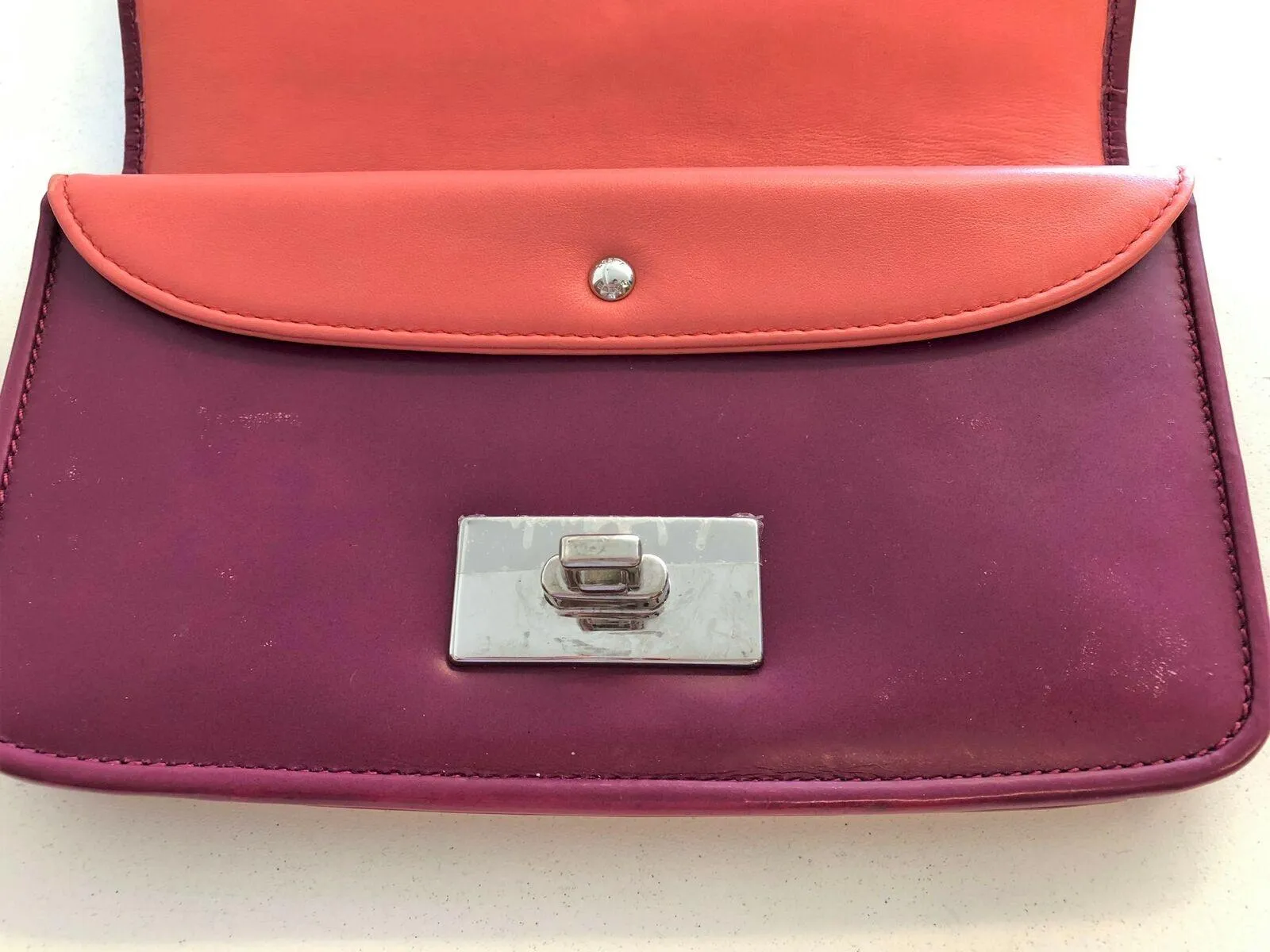 Loewe Turn Lock Wallet Dark Fuchsia Patent Leather