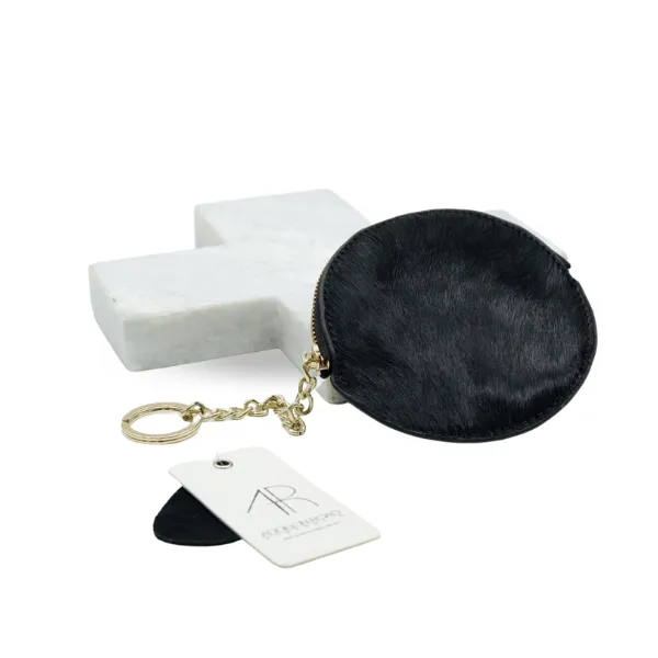 LORN - Cowhide Leather  Coin Purse Keyring With Gift Box