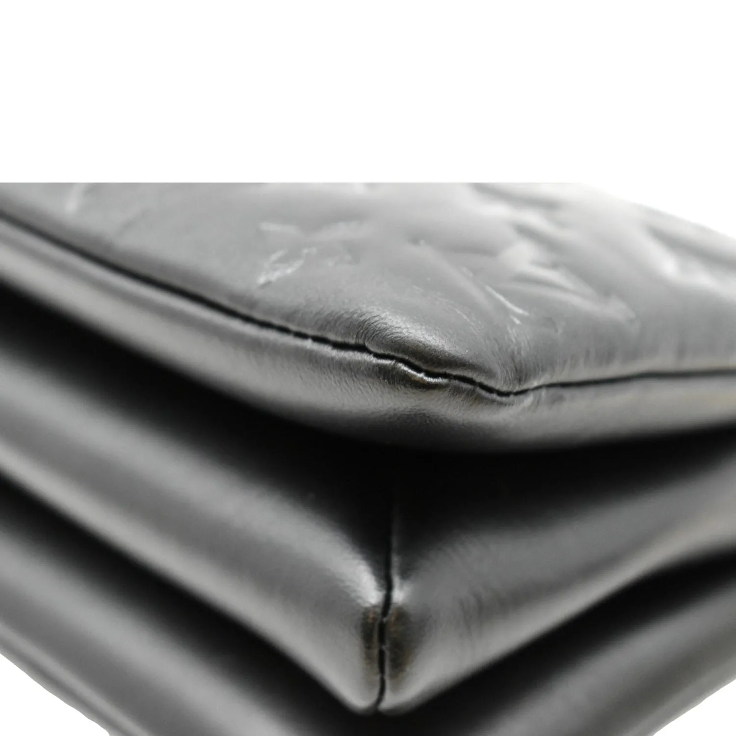 LOUIS VUITTON Coussin BB Monogram Embossed Leather Shoulder Bag Black