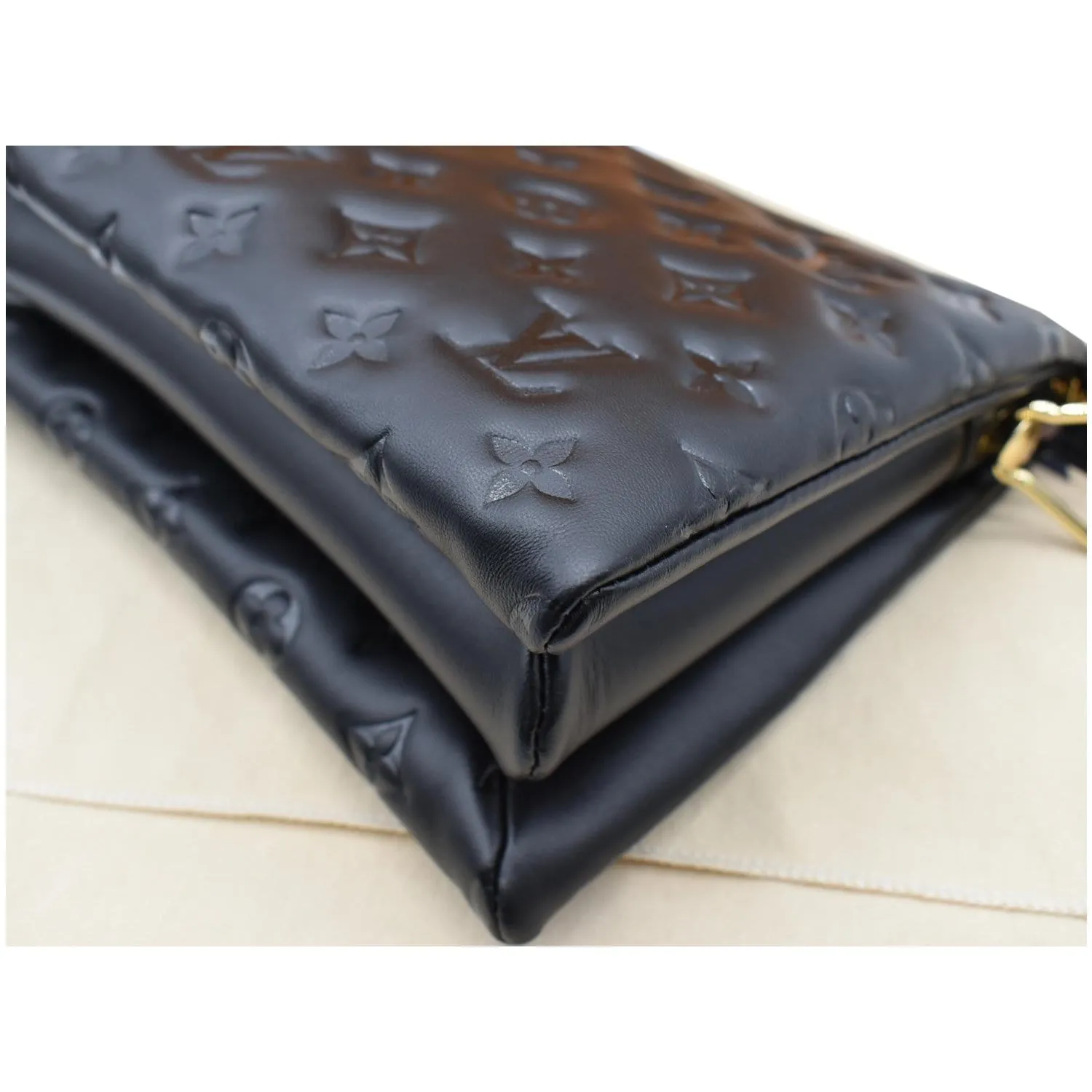 LOUIS VUITTON Coussin PM Monogram Embossed Shoulder Bag Black