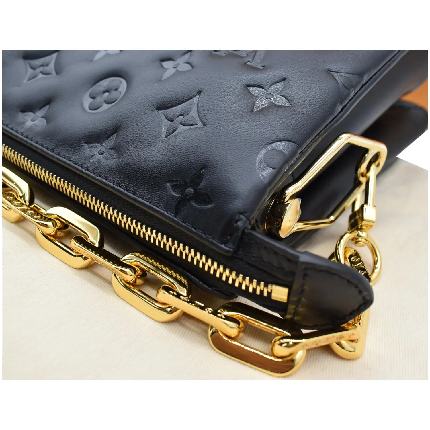LOUIS VUITTON Coussin PM Monogram Embossed Shoulder Bag Black