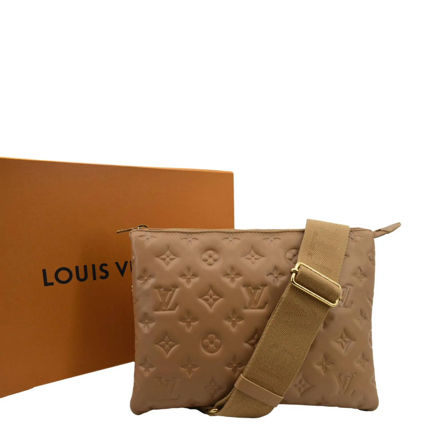 LOUIS VUITTON Coussin PM Monogram Embossed Shoulder Bag Camel