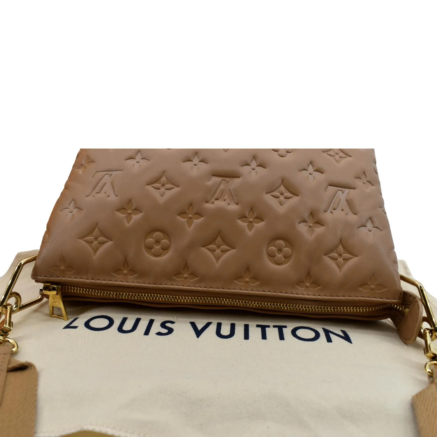 LOUIS VUITTON Coussin PM Monogram Embossed Shoulder Bag Camel