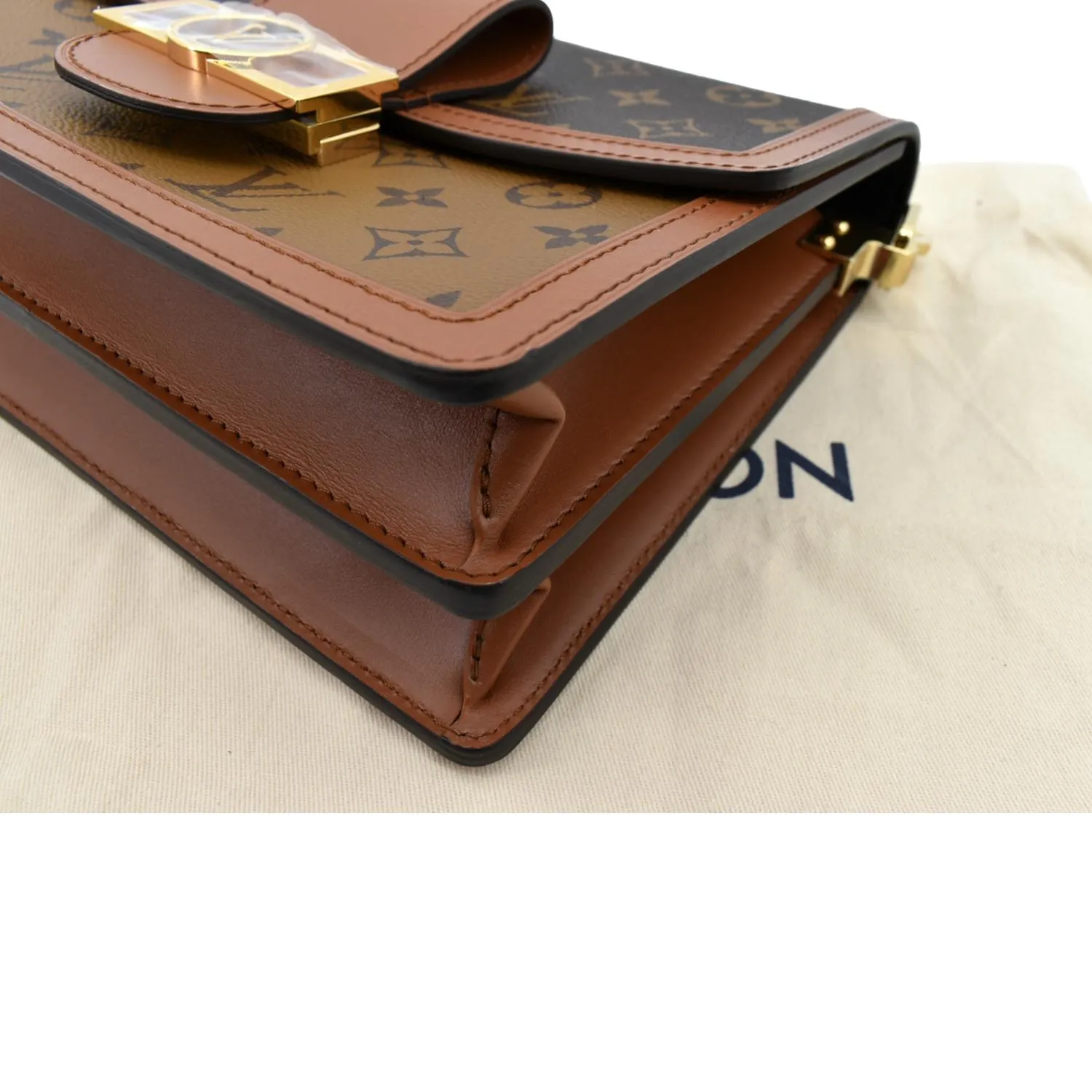 LOUIS VUITTON Dauphine MM Monogram Reverse Canvas Shoulder Bag Brown