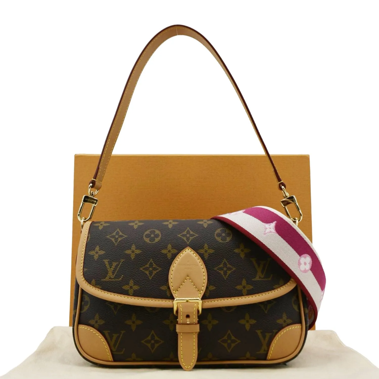 LOUIS VUITTON Diane Monogram Canvas Crossbody Bag Brown