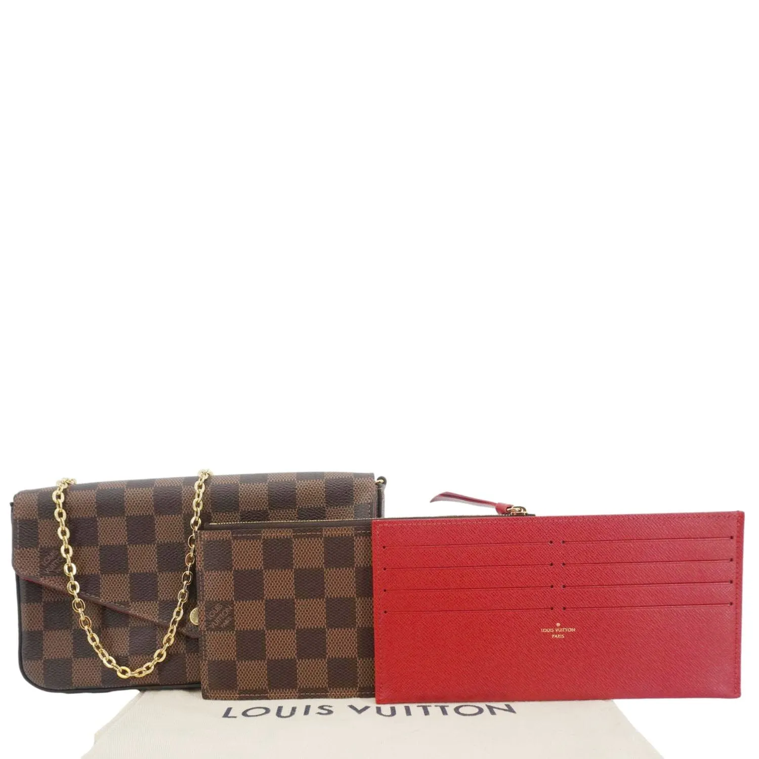 LOUIS VUITTON Felicie Pochette Damier Ebene Crossbody Bag Brown