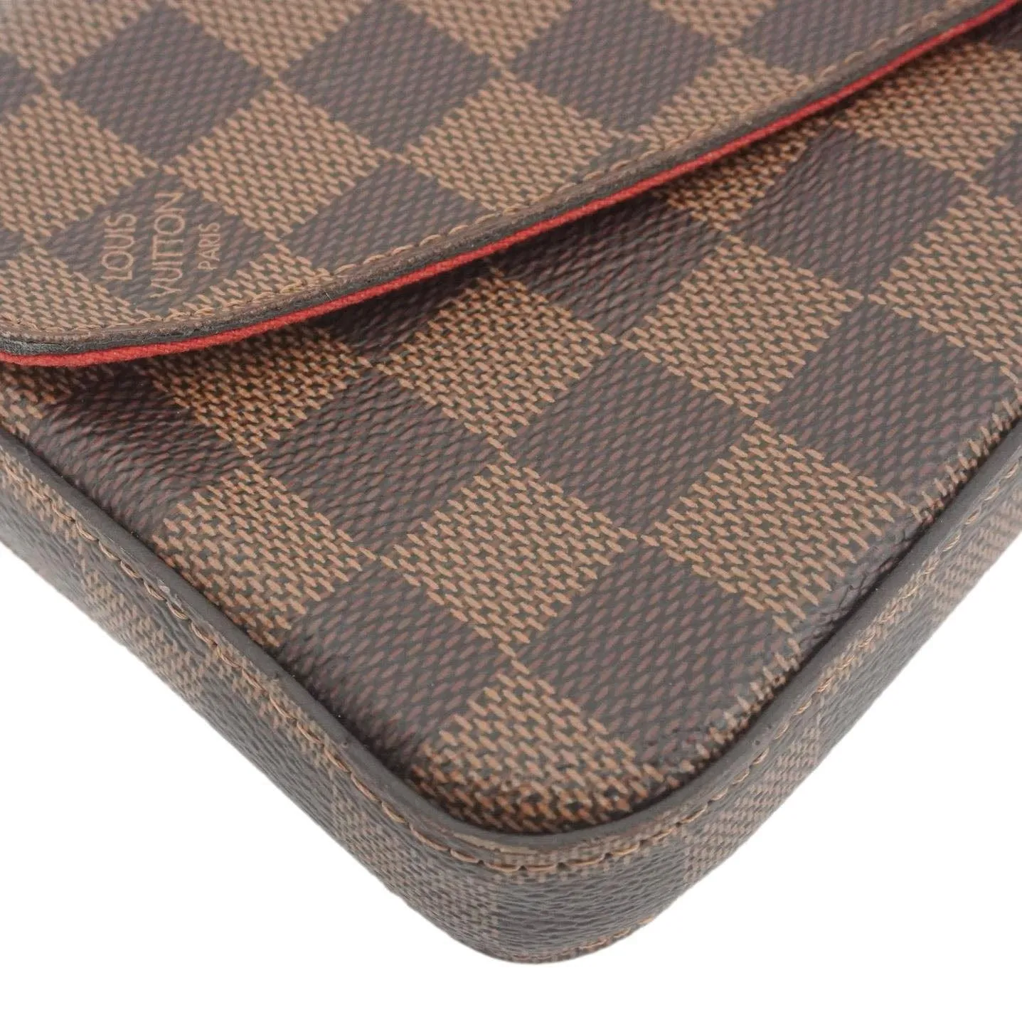 LOUIS VUITTON Felicie Pochette Damier Ebene Crossbody Bag Brown