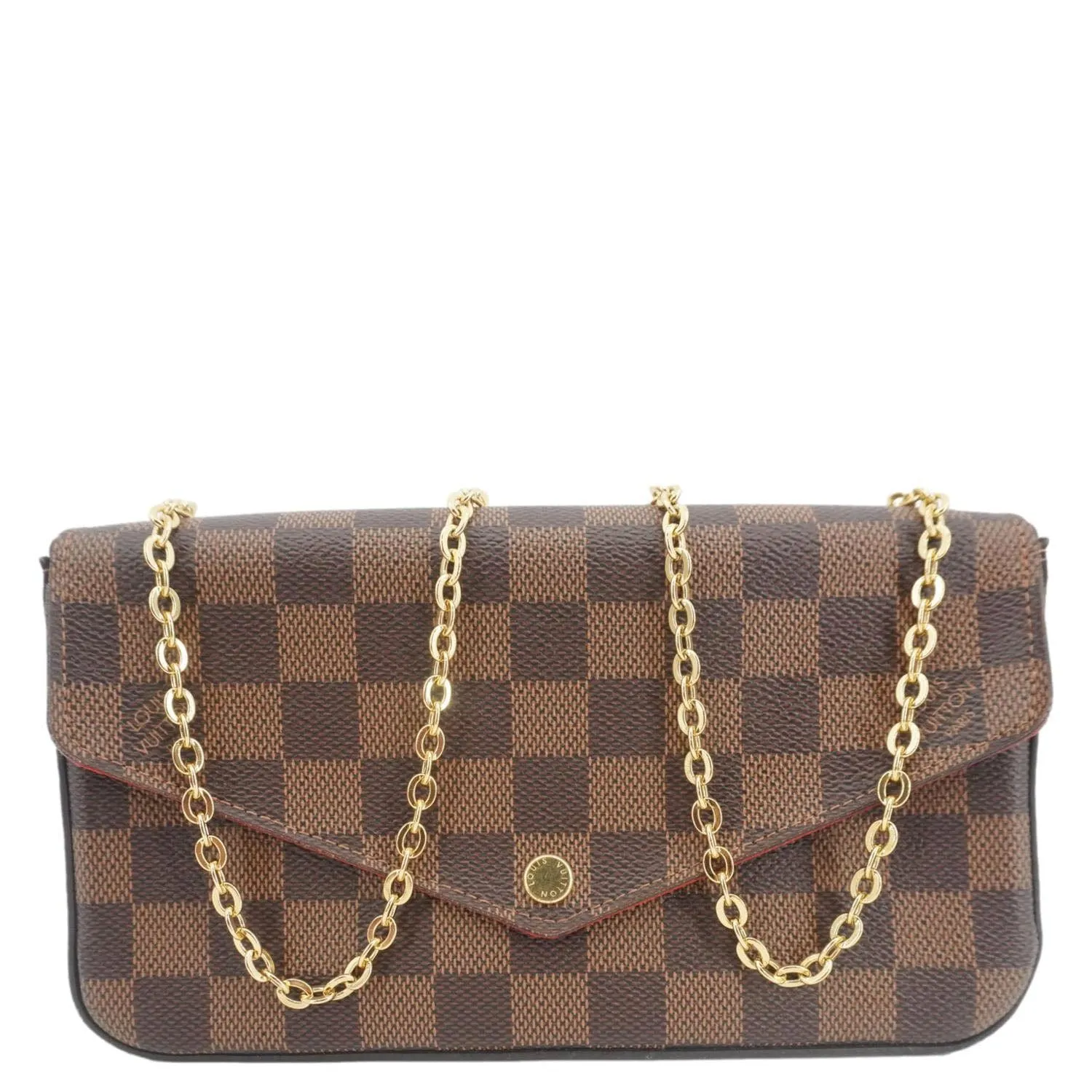 LOUIS VUITTON Felicie Pochette Damier Ebene Crossbody Bag Brown