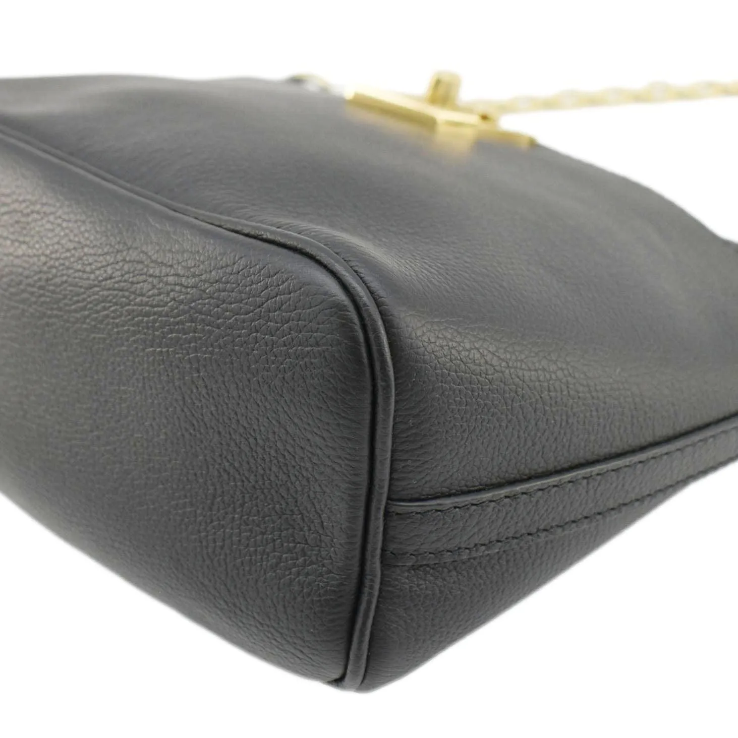 LOUIS VUITTON Lock and Walk Lockme Leather Bucket Shoulder Bag Black