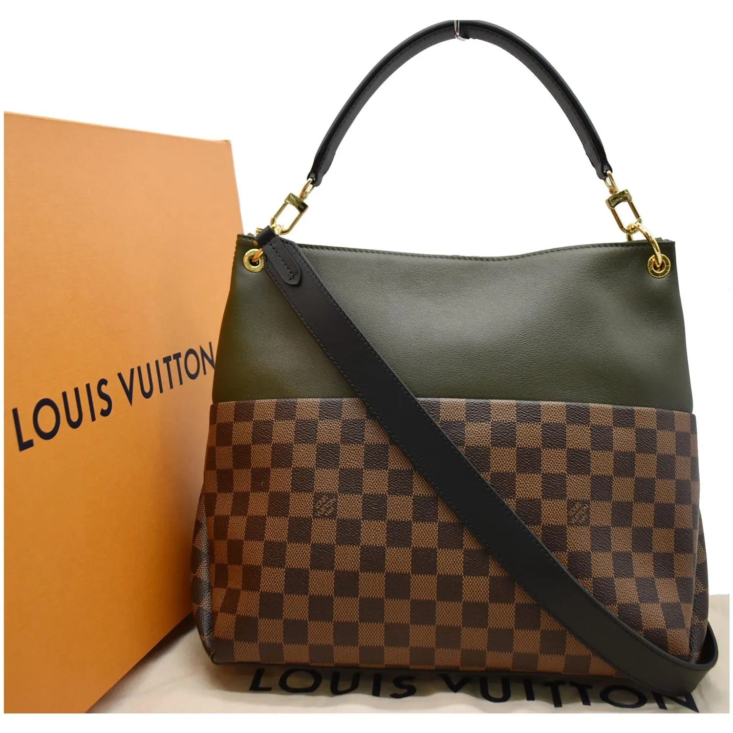 LOUIS VUITTON Maida Damier Ebene Hobo Shoulder Bag Khaki