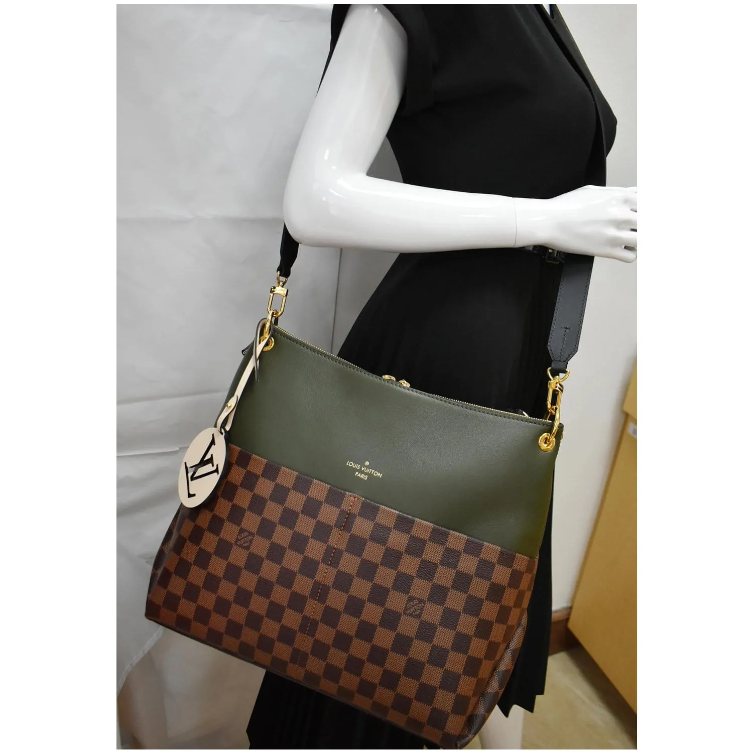 LOUIS VUITTON Maida Damier Ebene Hobo Shoulder Bag Khaki