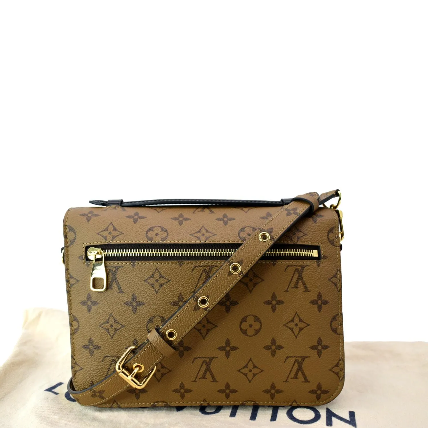 LOUIS VUITTON Metis Pochette Reverse Monogram Canvas Crossbody Bag Brown