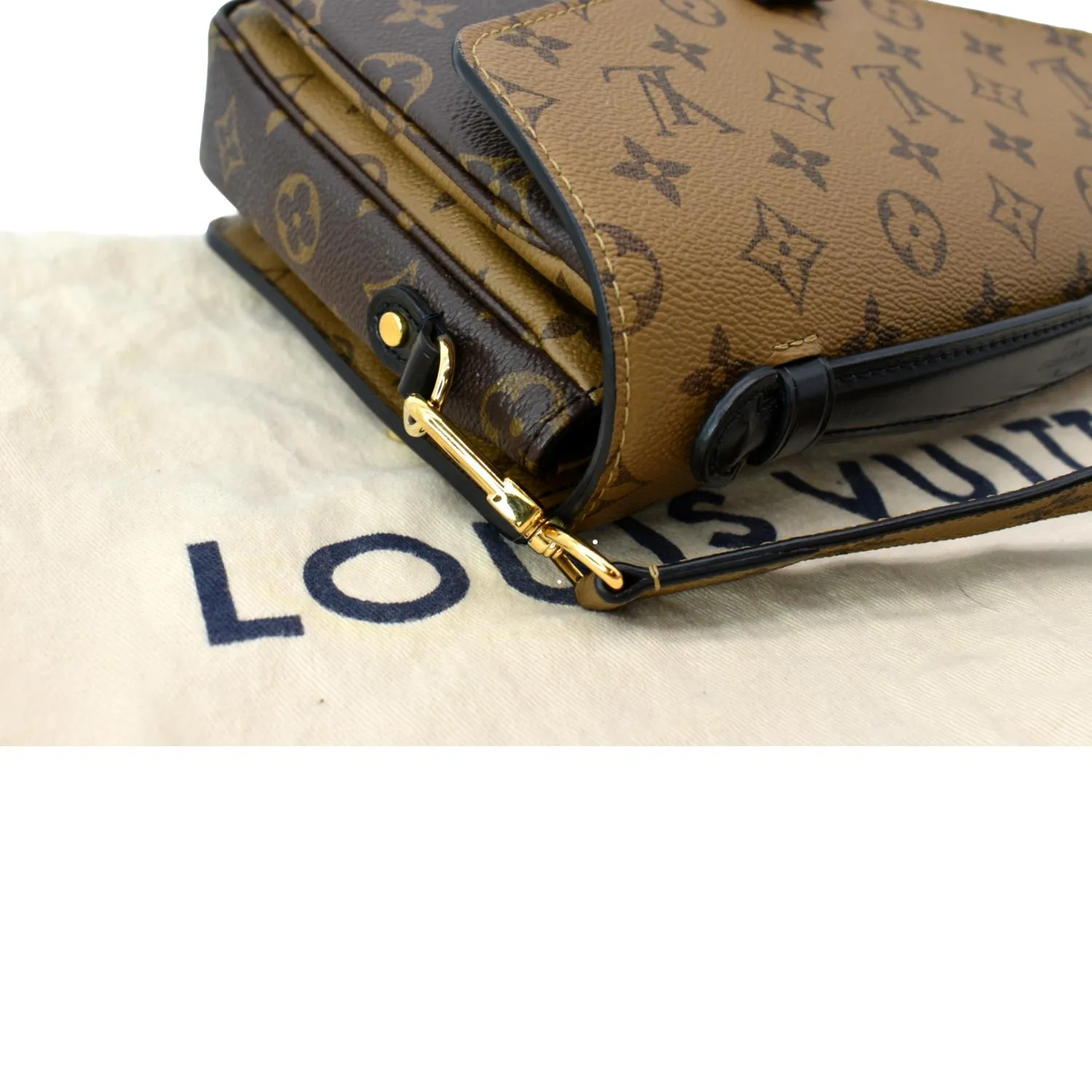 LOUIS VUITTON Metis Pochette Reverse Monogram Canvas Crossbody Bag Brown