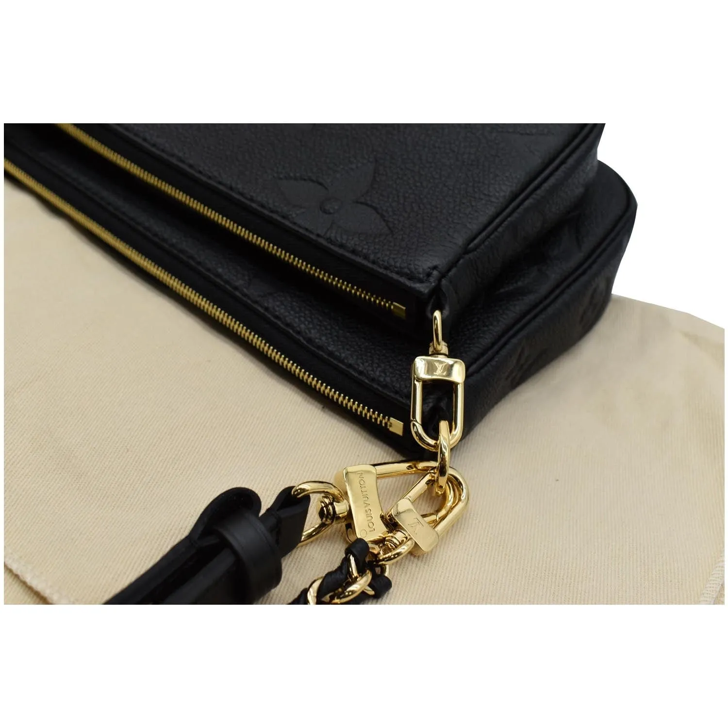 LOUIS VUITTON Multi Pochette Empreinte Leather Accessories Bag Black