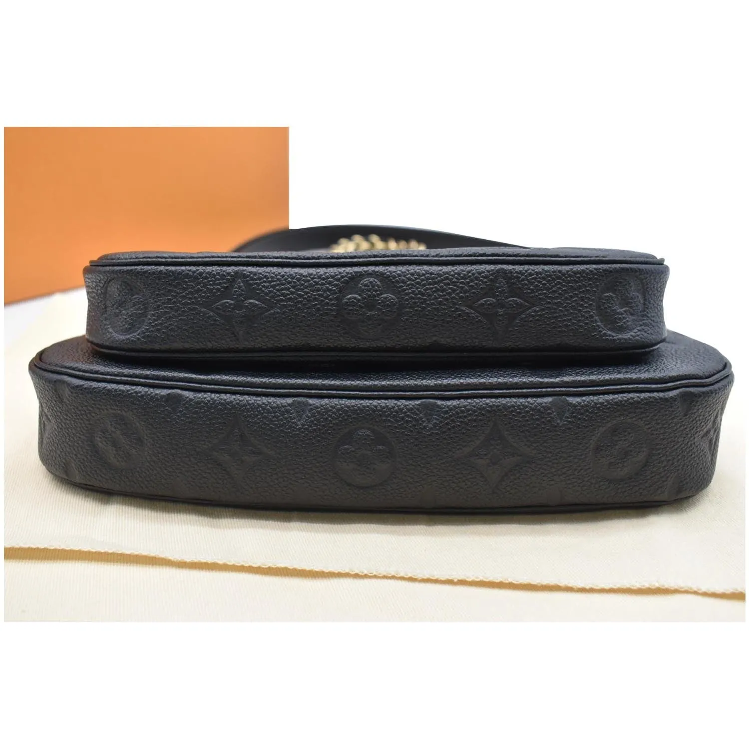 LOUIS VUITTON Multi Pochette Empreinte Leather Accessories Bag Black
