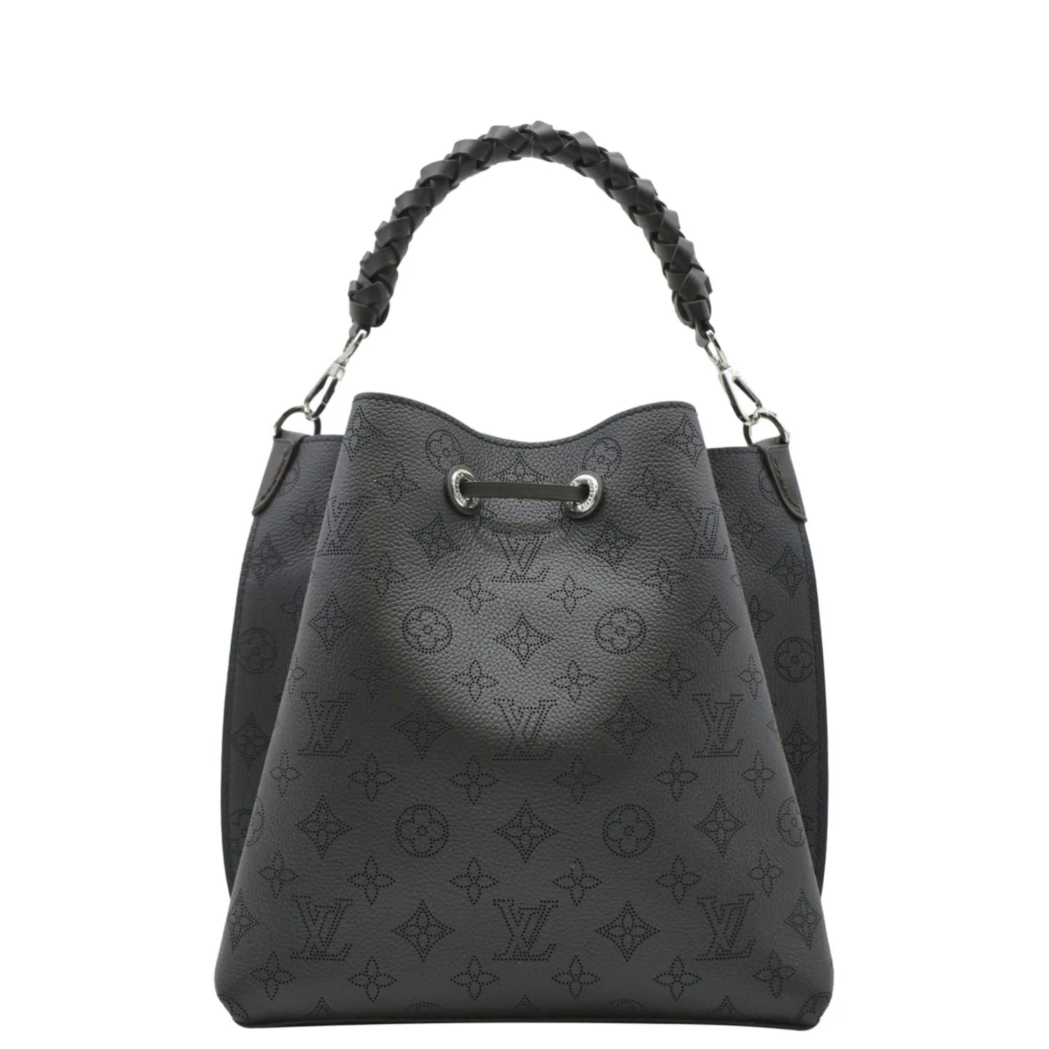 LOUIS VUITTON Muria Mahina Perforated Leather Shoulder Bag Black