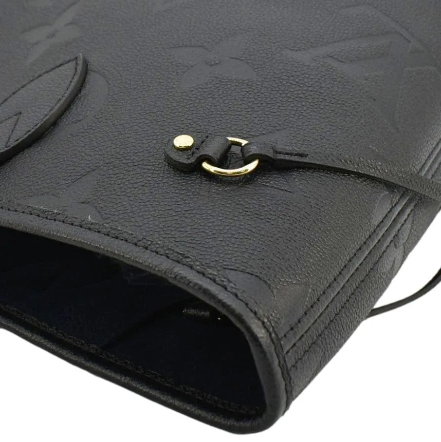 LOUIS VUITTON Neverfull MM Empreinte Leather Tote Shoulder Bag Black