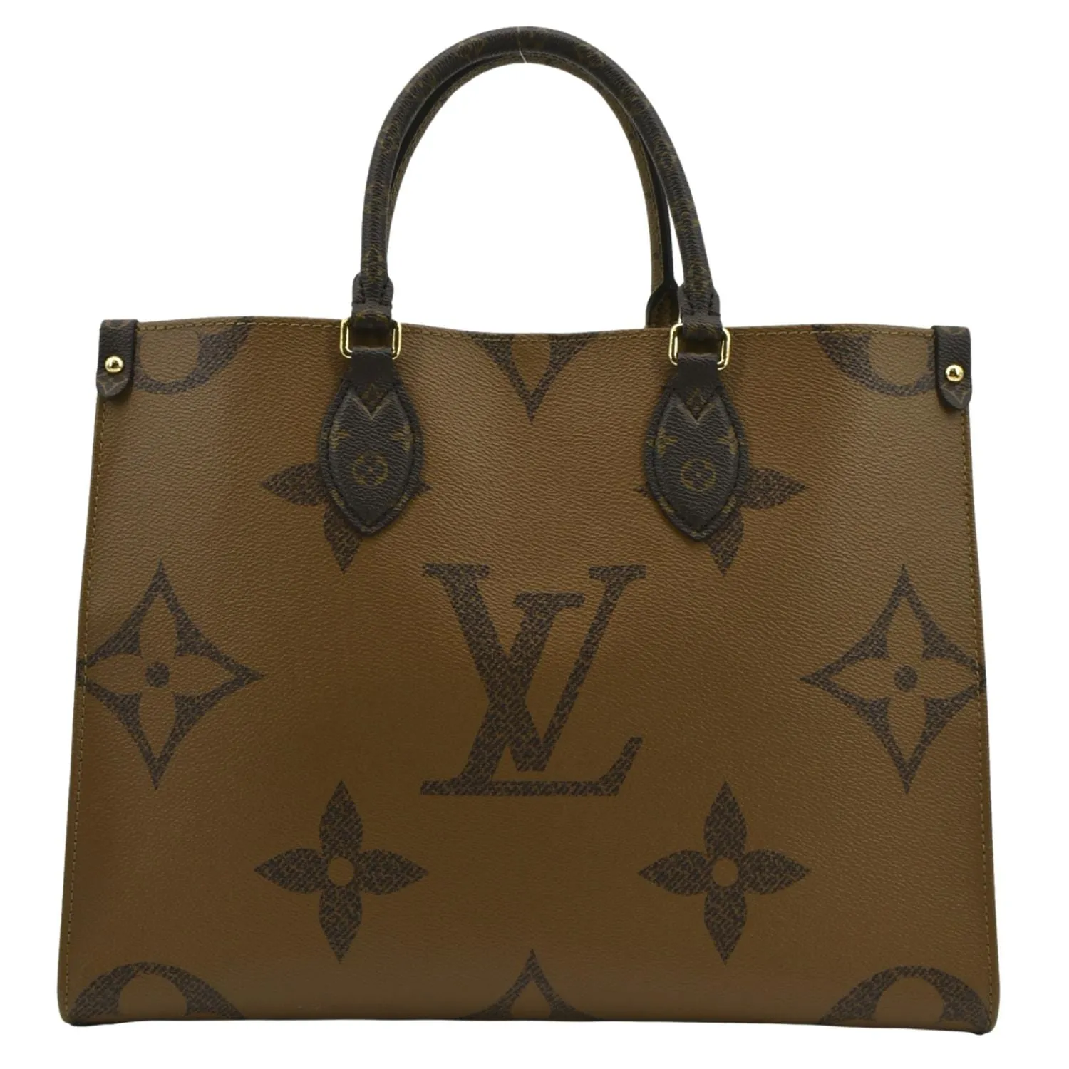 LOUIS VUITTON Onthego MM Giant Monogram Canvas Tote Shoulder Bag Brown