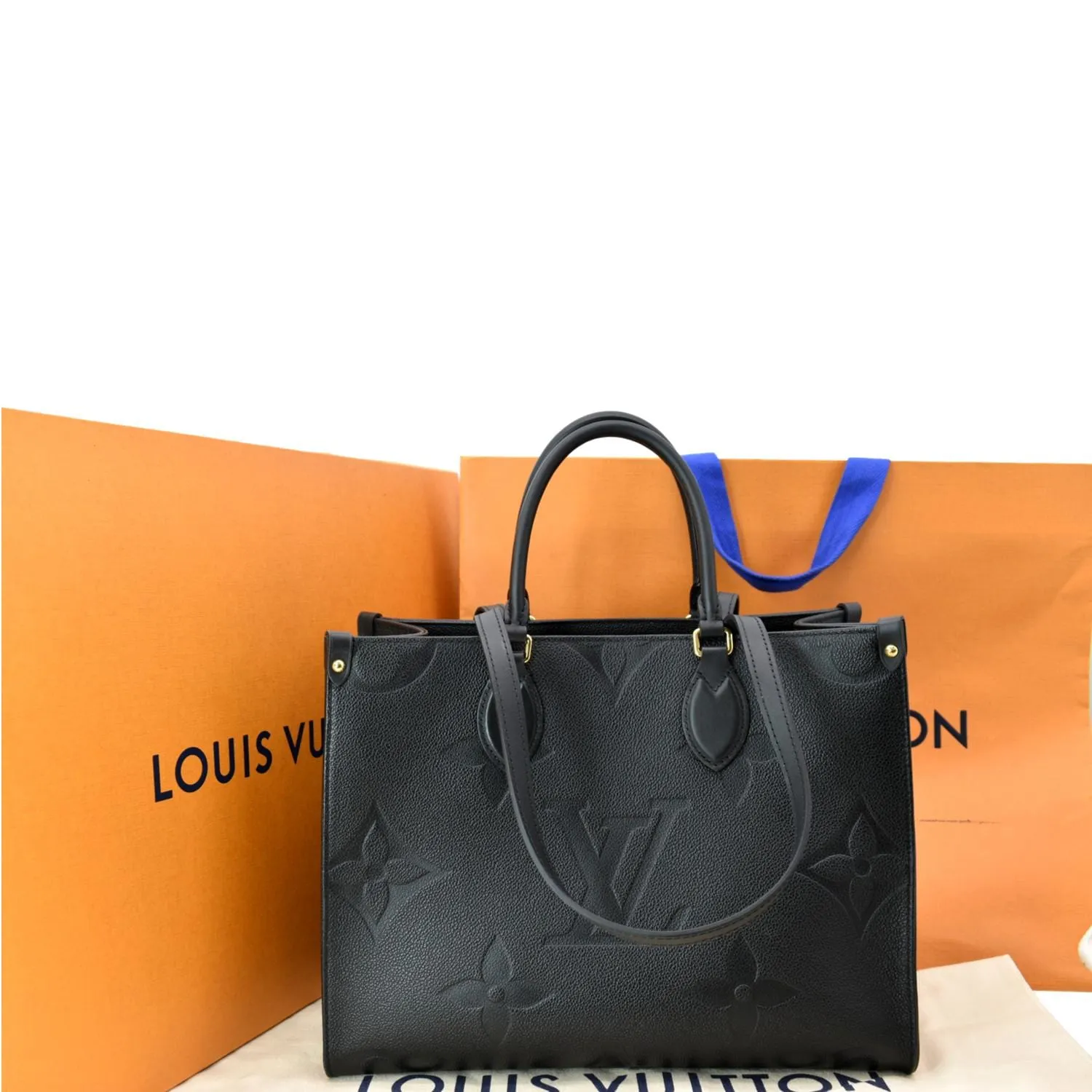 LOUIS VUITTON Onthego MM Monogram Empreinte Shoulder Bag Black
